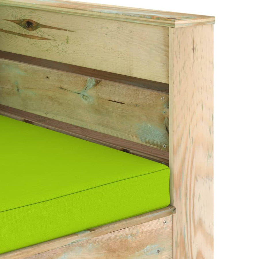 2-Delige Loungeset Met Kussens Groen Geïmpregneerd Hout 2