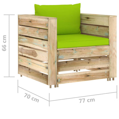 2-Delige Loungeset Met Kussens Groen Geïmpregneerd Hout 2
