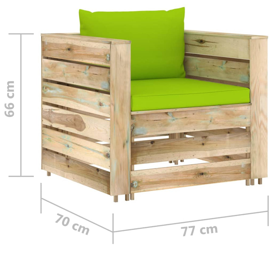 2-Delige Loungeset Met Kussens Groen Geïmpregneerd Hout 2