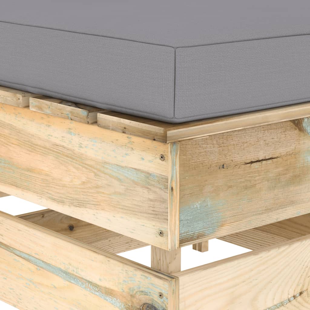 -Delige Loungeset Met Kussens Groen Geïmpregneerd Hout Grijs en bruin