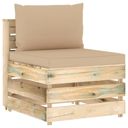 -Delige Loungeset Met Kussens Groen Geïmpregneerd Hout Beige en bruin