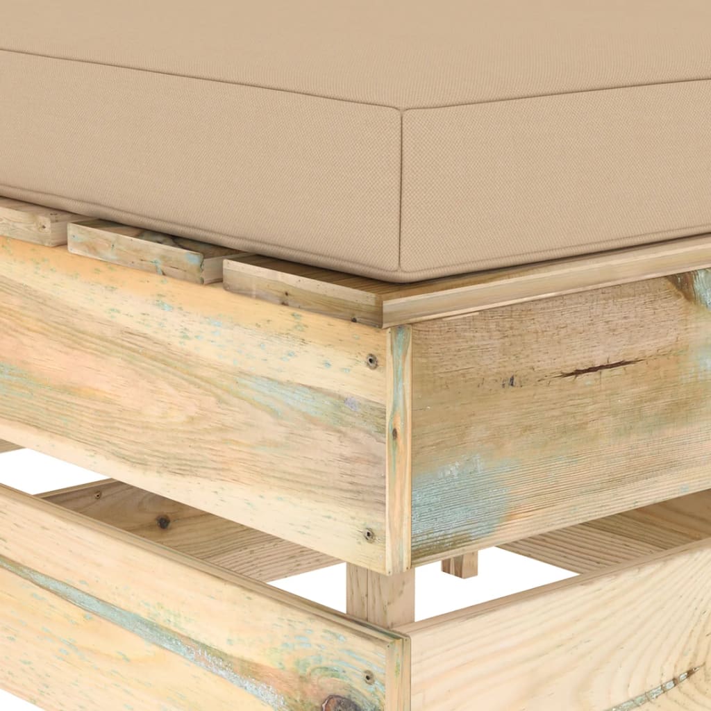 -Delige Loungeset Met Kussens Groen Geïmpregneerd Hout Beige en bruin