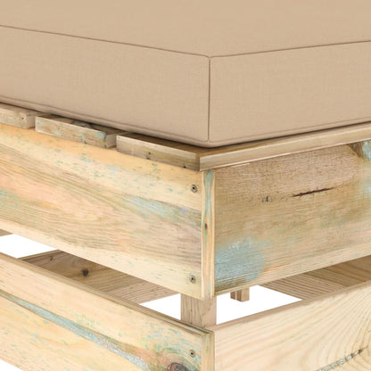 -Delige Loungeset Met Kussens Groen Geïmpregneerd Hout Beige en bruin