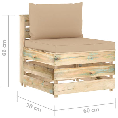 -Delige Loungeset Met Kussens Groen Geïmpregneerd Hout Beige en bruin