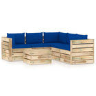 -Delige Loungeset Met Kussens Groen Geïmpregneerd Hout Blauw en bruin