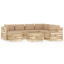-Delige Loungeset Met Kussens Groen Geïmpregneerd Hout Beige en bruin