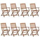 Garden chairs 8 pcs foldable solid acacia wood