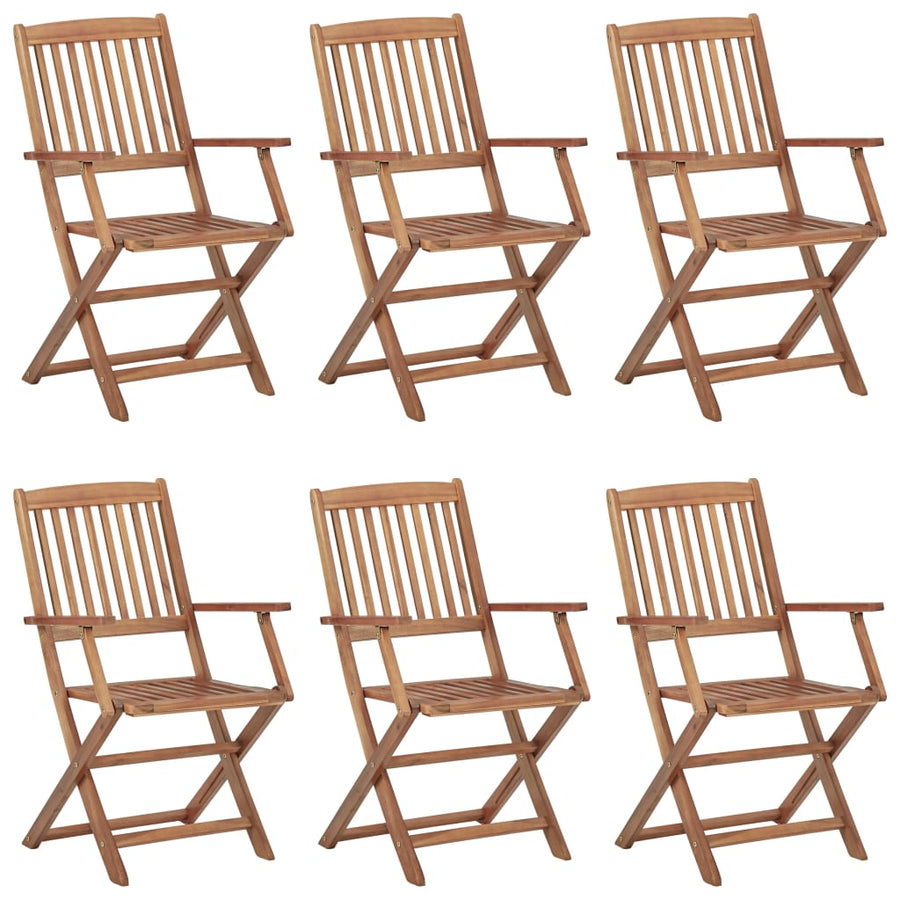 Tuinstoelen Inklapbaar Met Kussens Massief Acaciahout 6 Grijs Met armleuning