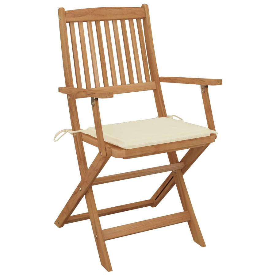 Tuinstoelen 6 St Inklapbaar Met Kussens Massief Acaciahout Crème Met armleuning