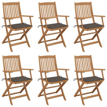Tuinstoelen Inklapbaar Met Kussens Massief Acaciahout 6 Taupe Met armleuning