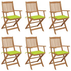 Garden chairs 6 pcs foldable with cushions solid acacia wood