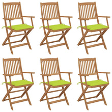 Tuinstoelen 6 St Inklapbaar Met Kussens Massief Acaciahout Heldergroen Met armleuning