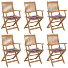 Garden chairs 6 pcs foldable with cushions solid acacia wood