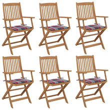 Tuinstoelen 6 st inklapbaar met kussens massief acaciahout