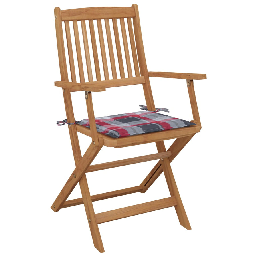 Tuinstoelen 6 st inklapbaar met kussens massief acaciahout