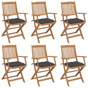 Tuinstoelen 6 st massief acaciahout inklapbaar