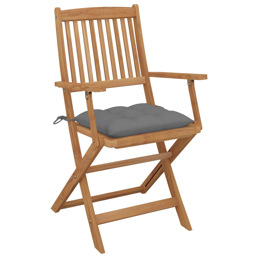 Tuinstoelen Inklapbaar Met Kussens Massief Acaciahout 6 Grijs Met armleuning