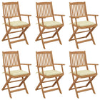 Garden chairs 6 pcs foldable with cushions solid acacia wood
