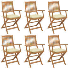 Tuinstoelen Inklapbaar Met Kussens Massief Acaciahout 6 Crème Met armleuning