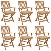 Tuinstoelen 6 stuks massief acaciahout inklapbaar met kussens