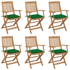 Garden chairs 6 pcs foldable with cushions solid acacia wood