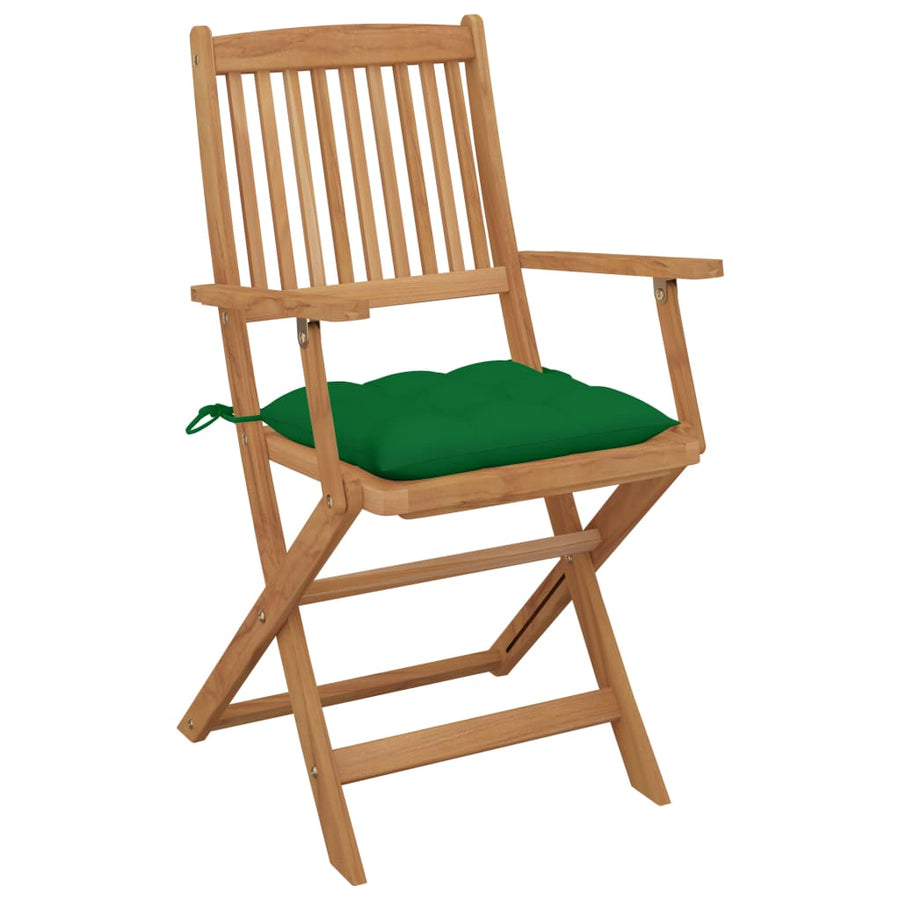 Tuinstoelen 6 St Inklapbaar Met Kussens Massief Acaciahout Groen Met armleuning