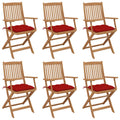 Folding Garden Chairs with Cushions Solid Acacia Wood 6