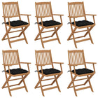 Tuinstoelen 6 st massief acaciahout inklapbaar