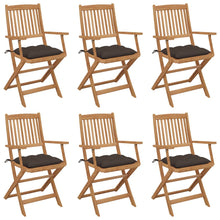 Tuinstoelen 6 St Inklapbaar Met Kussens Massief Acaciahout Taupe Met armleuning