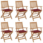 Folding Garden Chairs with Cushions Solid Acacia Wood 6