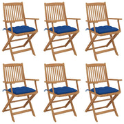 Tuinstoelen inklapbaar massief acaciahout 6 stuks blauw
