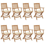 Tuinstoelen 8 st massief acaciahout inklapbaar crème