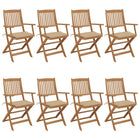 Folding Garden Chairs with Cushions Solid Acacia Wood 8