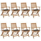 Tuinstoel massief acaciahout inklapbaar taupe (8 stuks)