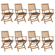 Tuinstoel massief acaciahout inklapbaar taupe (8 stuks)