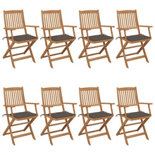 Tuinstoelen 8 St Inklapbaar Met Kussens Massief Acaciahout Taupe Met armleuning