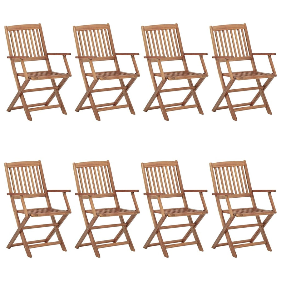 Tuinstoelen 8 St Inklapbaar Met Kussens Massief Acaciahout Taupe Met armleuning