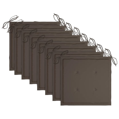 Tuinstoelen 8 St Inklapbaar Met Kussens Massief Acaciahout Taupe Met armleuning