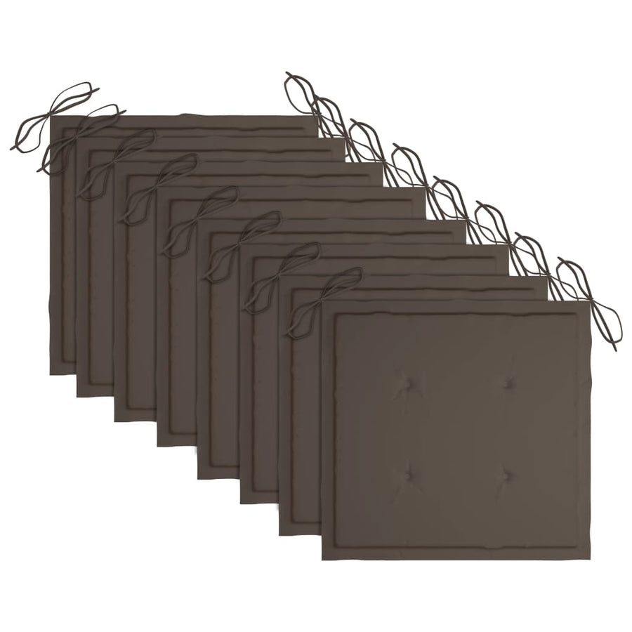 Tuinstoelen 8 St Inklapbaar Met Kussens Massief Acaciahout Taupe Met armleuning