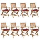 Tuinstoelen 8 st massief acaciahout inklapbaar met kussens