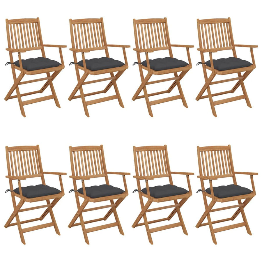 Tuinstoelen Inklapbaar Met Kussens Massief Acaciahout 8 Antraciet Met armleuning