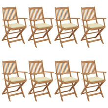 Tuinstoelen Inklapbaar Met Kussens Massief Acaciahout 8 Crème Met armleuning