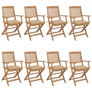 Tuinstoelen 8 stuks inklapbaar massief acaciahout beige