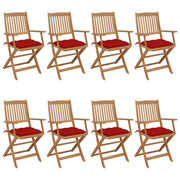 Tuinstoelen 8 stuks inklapbaar massief acaciahout rood