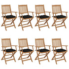 Tuinstoelen 8 st massief acaciahout inklapbaar met kussens