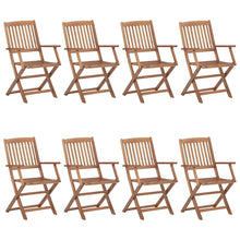 Tuinstoelen 8 St Inklapbaar Met Kussens Massief Acaciahout Zwart Met armleuning