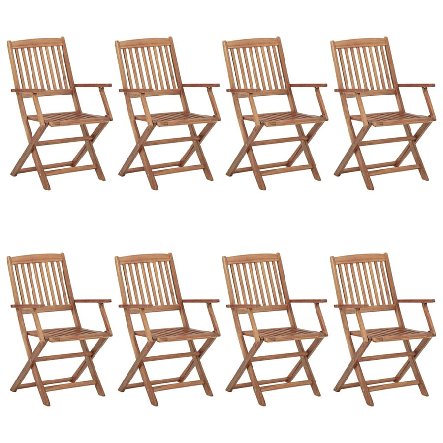 Tuinstoelen 8 St Inklapbaar Met Kussens Massief Acaciahout Zwart Met armleuning