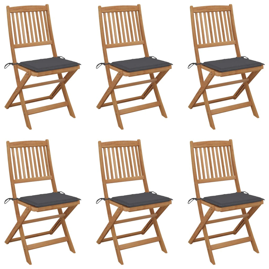 Tuinstoelen Inklapbaar Met Kussens Massief Acaciahout 6 Antraciet Zonder armleuning