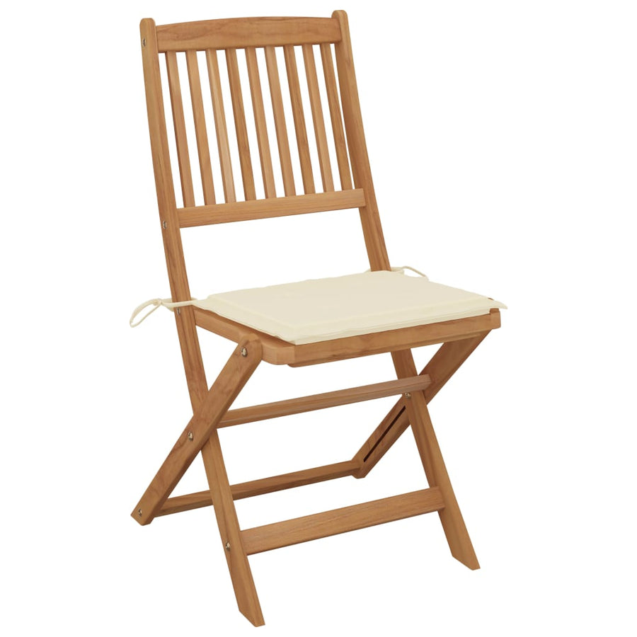 Tuinstoelen 6 St Inklapbaar Met Kussens Massief Acaciahout Crème Zonder armleuning