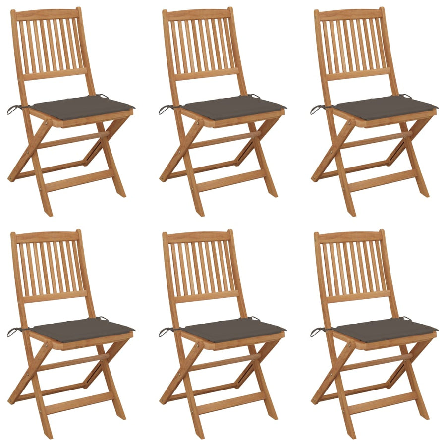 Tuinstoelen Inklapbaar Met Kussens Massief Acaciahout 6 Taupe Zonder armleuning
